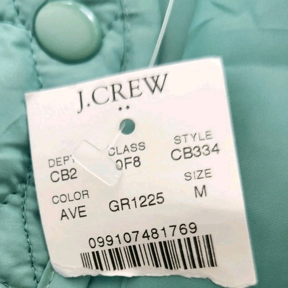 J.CREW Women's Green Snap Button Quilted Heart Jacket Aventurine Size M NEW - Picture 10 of 10